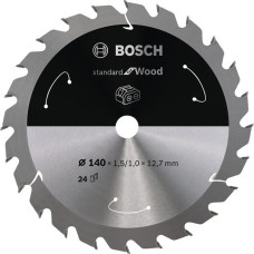 Bosch Kreissägeblatt Standard for Wood, Ø 140mm, 24Z(Bohrung 12,7mm, für Akku-Handkreissägen)
