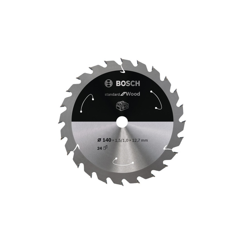 Bosch Kreissägeblatt Standard for Wood, Ø 140mm, 24Z(Bohrung 12,7mm, für Akku-Handkreissägen)
