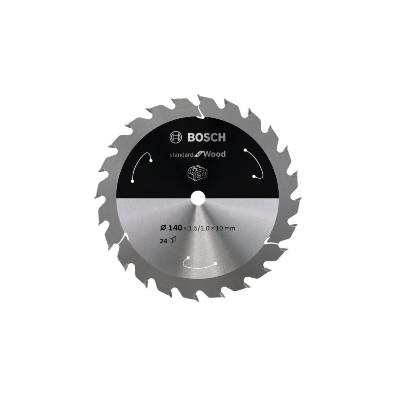 Bosch Kreissägeblatt Standard for Wood, Ø 140mm, 24Z(Bohrung 10mm, für Akku-Handkreissägen)