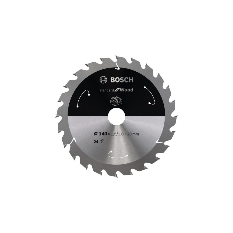 Bosch Kreissägeblatt Standard for Wood, Ø 140mm, 24Z(Bohrung 20mm, für Akku-Handkreissägen)
