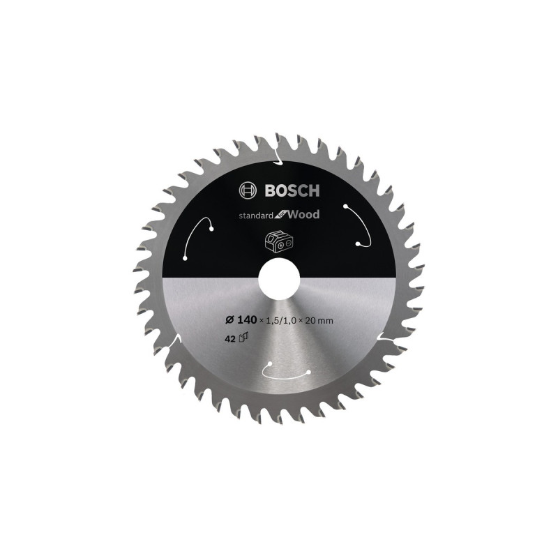 Bosch Kreissägeblatt Standard for Wood, Ø 140mm, 42Z(Bohrung 20mm, für Akku-Handkreissägen)