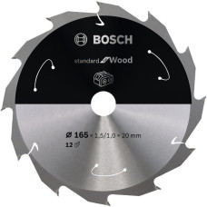Bosch Kreissägeblatt Standard for Wood, Ø 165mm, 12Z(Bohrung 20mm, für Akku-Handkreissägen)