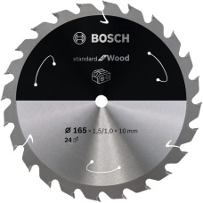 Bosch Kreissägeblatt Standard for Wood, Ø 165mm, 24Z(Bohrung 10mm, für Akku-Handkreissägen)