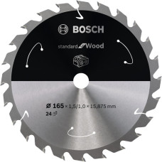 Bosch Kreissägeblatt Standard for Wood, Ø 165mm, 24Z(Bohrung 15,875mm, für Akku-Handkreissägen)