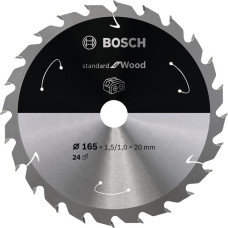 Bosch Kreissägeblatt Standard for Wood, Ø 165mm, 24Z(Bohrung 20mm, für Akku-Handkreissägen)