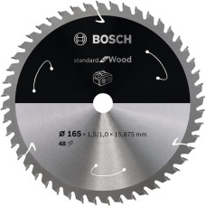 Bosch Kreissägeblatt Standard for Wood, Ø 165mm, 48Z(Bohrung 15,875mm, für Akku-Handkreissägen)
