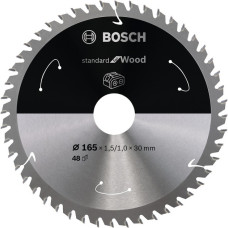 Bosch Kreissägeblatt Standard for Wood, Ø 165mm, 48Z(Bohrung 30mm, für Akku-Handkreissägen)