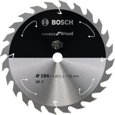Bosch Kreissägeblatt Standard for Wood, Ø 184mm, 24Z(Bohrung 16mm, für Akku-Handkreissägen)