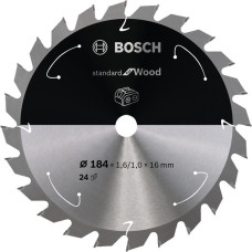 Bosch Kreissägeblatt Standard for Wood, Ø 184mm, 24Z(Bohrung 16mm, für Akku-Kappsägen)