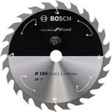 Bosch Kreissägeblatt Standard for Wood, Ø 184mm, 24Z(Bohrung 20mm, für Akku-Handkreissägen)