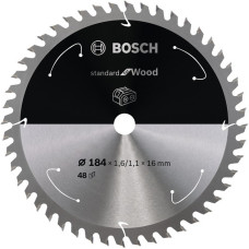 Bosch Kreissägeblatt Standard for Wood, Ø 184mm, 48Z(Bohrung 16mm, für Akku-Handkreissägen)
