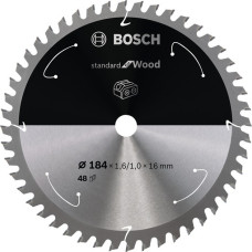 Bosch Kreissägeblatt Standard for Wood, Ø 184mm, 48Z(Bohrung 16mm, für Akku-Kappsägen)