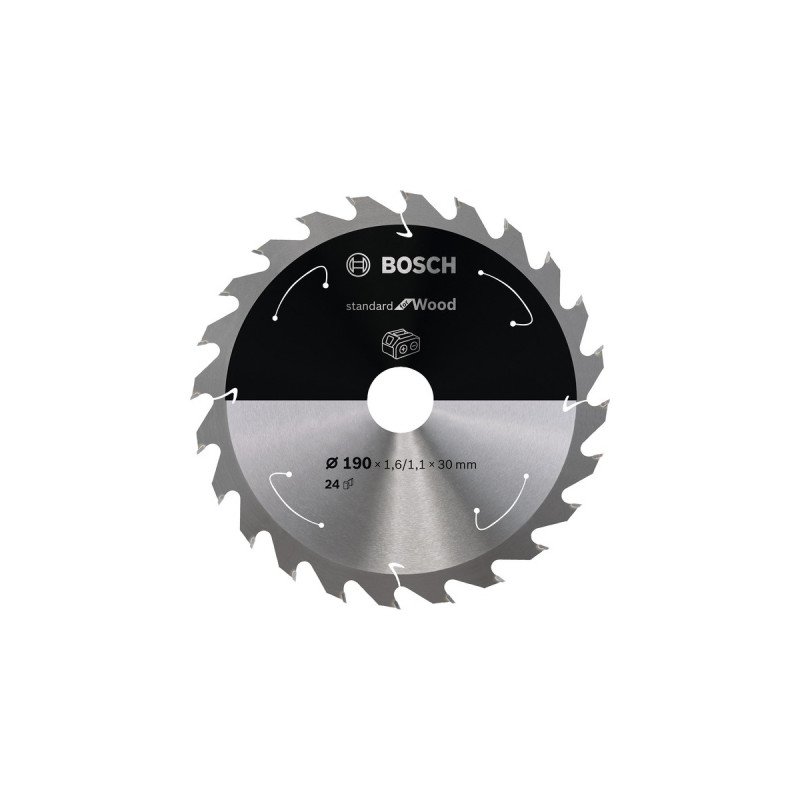 Bosch Kreissägeblatt Standard for Wood, Ø 190mm, 48Z(Bohrung 30mm, für Akku-Handkreissägen)