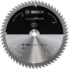 Bosch Kreissägeblatt Standard for Wood, Ø 190mm, 60Z(Bohrung 30mm, für Akku-Handkreissägen)
