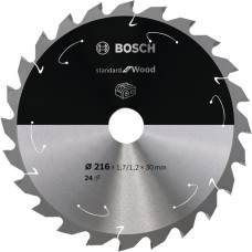 Bosch Kreissägeblatt Standard for Wood, Ø 216mm, 24Z(Bohrung 30mm, für Akku-Kappsägen)