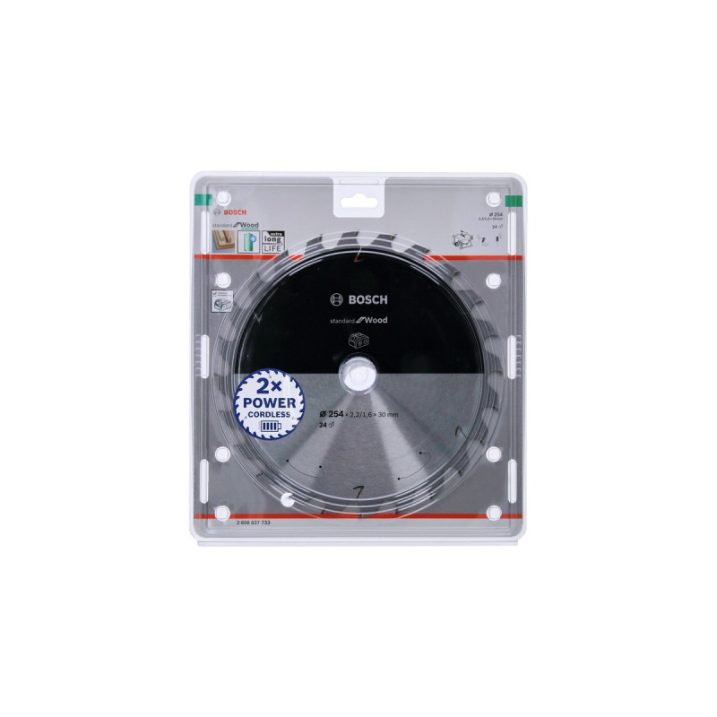 Bosch Kreissägeblatt Standard for Wood, Ø 254mm, 24Z(Bohrung 30mm, für Akku-Tischkreissägen)