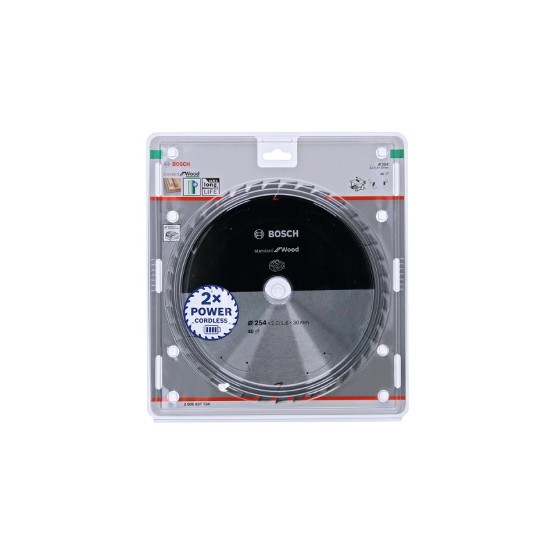 Bosch Kreissägeblatt Standard for Wood, Ø 254mm, 40Z(Bohrung 30mm, für Akku-Tischkreissägen)