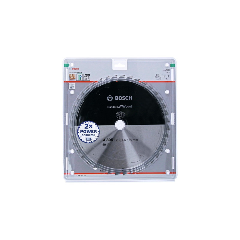 Bosch Kreissägeblatt Standard for Wood, Ø 305mm, 40Z(Bohrung 30mm, für Akku-Kappsägen)