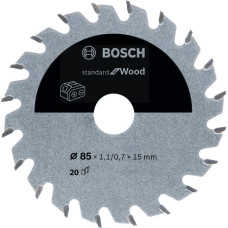 Bosch Kreissägeblatt Standard for Wood, Ø 85mm, 20Z(Bohrung 15mm, für Akku-Handkreissägen)