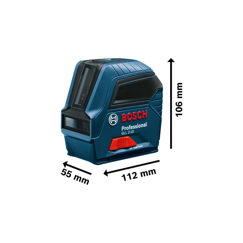 Bosch Kreuzlinienlaser GLL 2-10 Professional(blau/schwarz, rote Laserlinien)