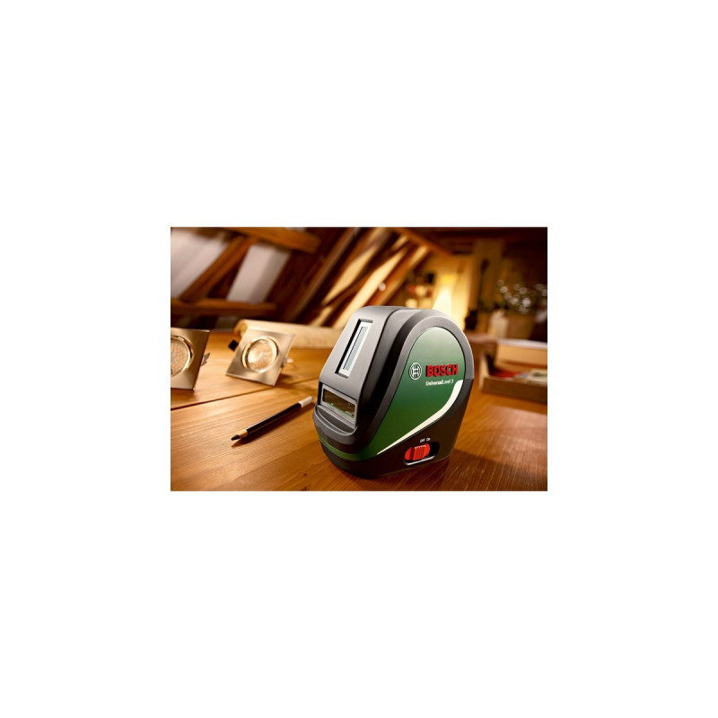 Bosch Kreuzlinienlaser UniversalLevel 3 - Basic(grün/schwarz, rote Laserlinien, Reichweite 10 Meter)
