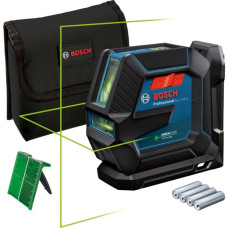 Bosch Linienlaser GLL 2-15 G Professional, Kreuzlinienlaser(blau/schwarz, grüne Laserlinien)