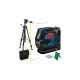 Bosch Linienlaser GLL 2-15 G Professional, mit Baustativ, Kreuzlinienlaser(blau/schwarz, Halterung, grüne Laserlinien)