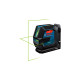 Bosch Linienlaser GLL 2-15 G Professional, mit Halterung, Kreuzlinienlaser(blau/schwarz, Koffer, Deckenklemme, grüne Laserlinien)