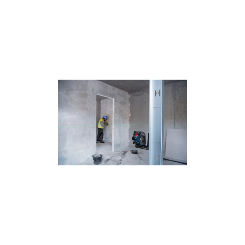 Bosch Linienlaser GLL 2-15 G Professional, mit Halterung, Kreuzlinienlaser(blau/schwarz, Koffer, Deckenklemme, grüne Laserlinien)