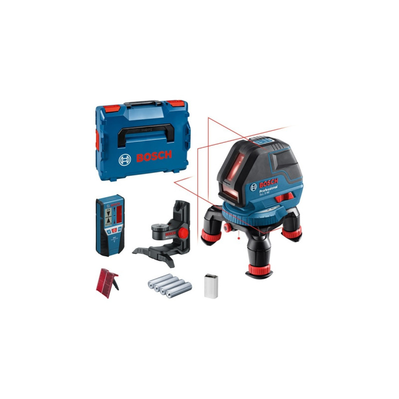 Bosch Linienlaser GLL 3-50 Professional, mit Empfänger, Kreuzlinienlaser(blau/schwarz, L-BOXX 136, rote Laserlinien)