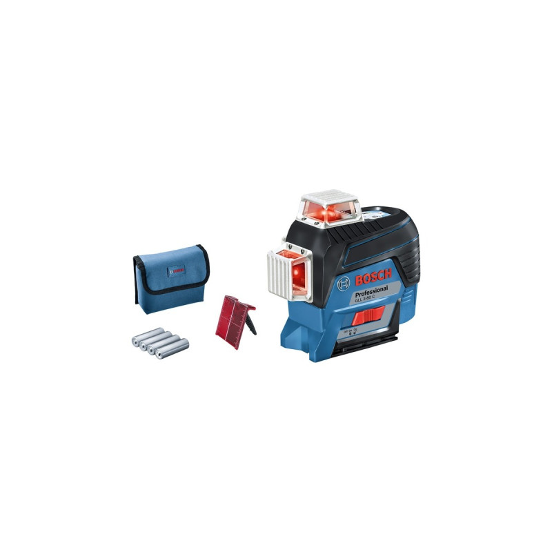 Bosch Linienlaser GLL 3-80 C Professional, Kreuzlinienlaser(blau/schwarz, mit roten Laserlinien, ohne Akku)