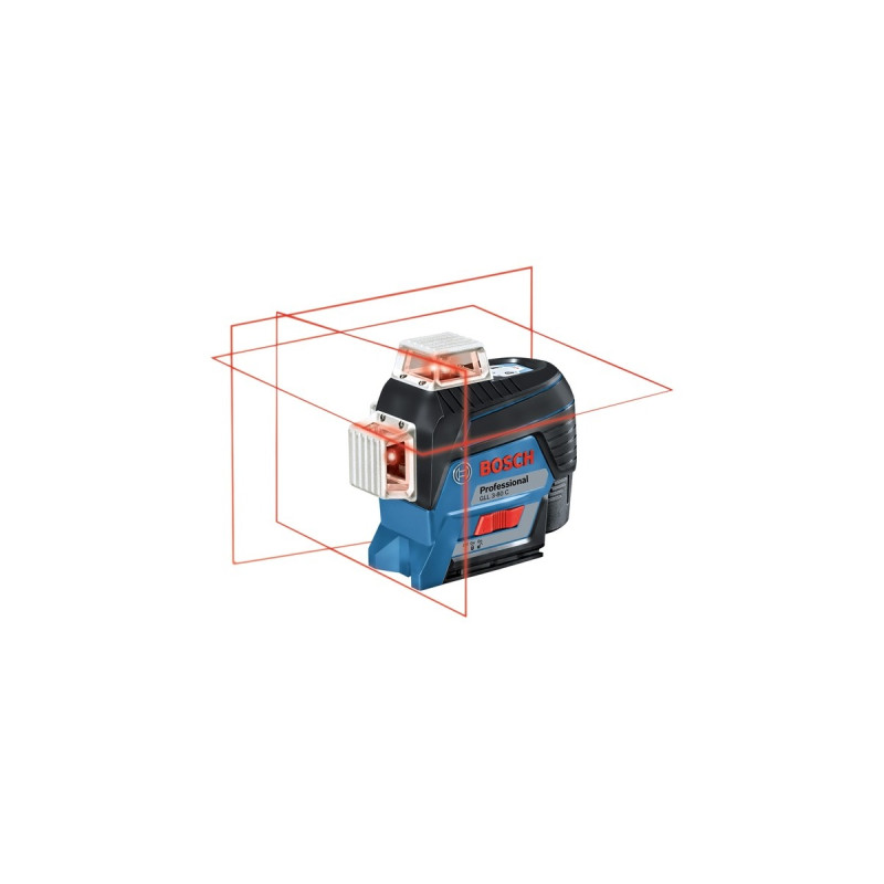 Bosch Linienlaser GLL 3-80 C Professional, L-BOXX, Kreuzlinienlaser(blau/schwarz, mit roten Laserlinien, Li-Ionen Akku 2,0Ah)