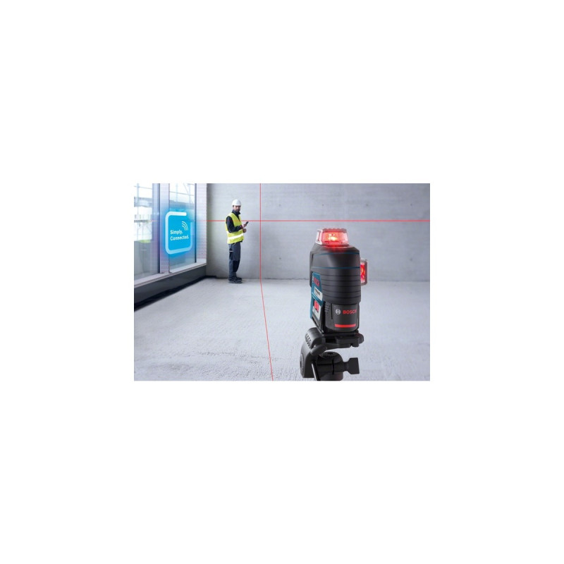 Bosch Linienlaser GLL 3-80 C Professional + Baustativ BT 150, Kreuzlinienlaser(blau/schwarz, mit roten Laserlinien, ohne Akku)
