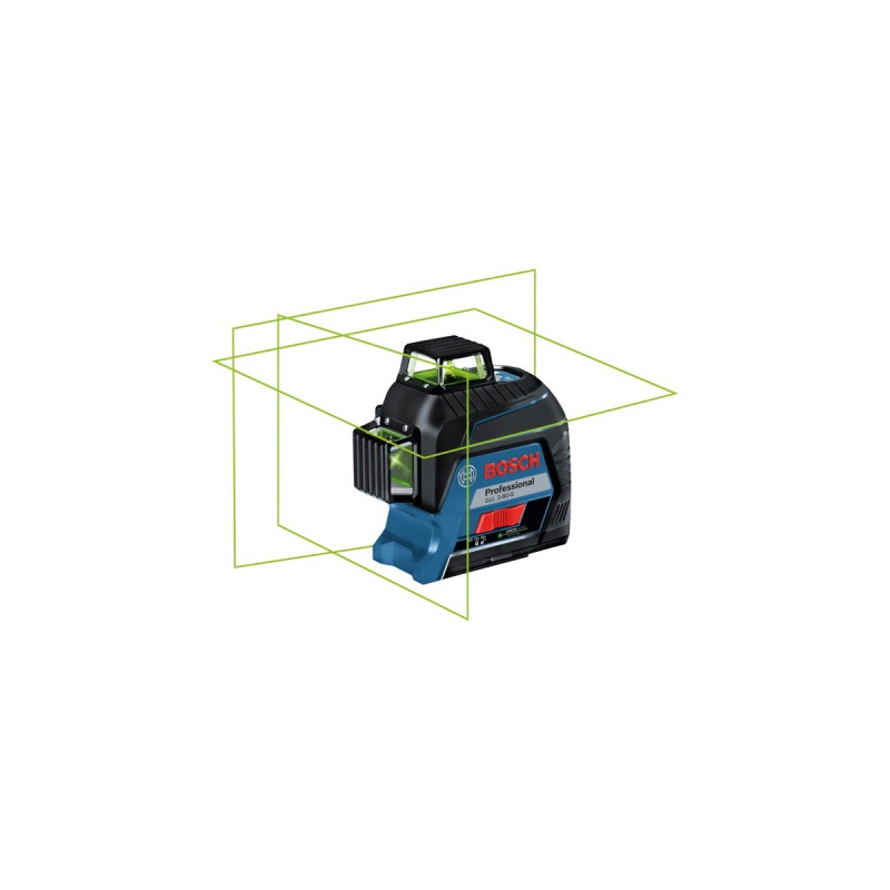 Bosch Linienlaser GLL 3-80 G Professional, Kreuzlinienlaser(blau/schwarz, Koffer, grüne Laserlinien)