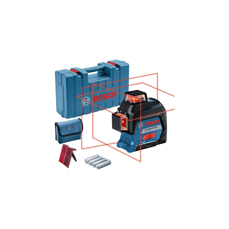 Bosch Linienlaser GLL 3-80 Professional, Kreuzlinienlaser(blau/schwarz, Koffer, rote Laserlinien)