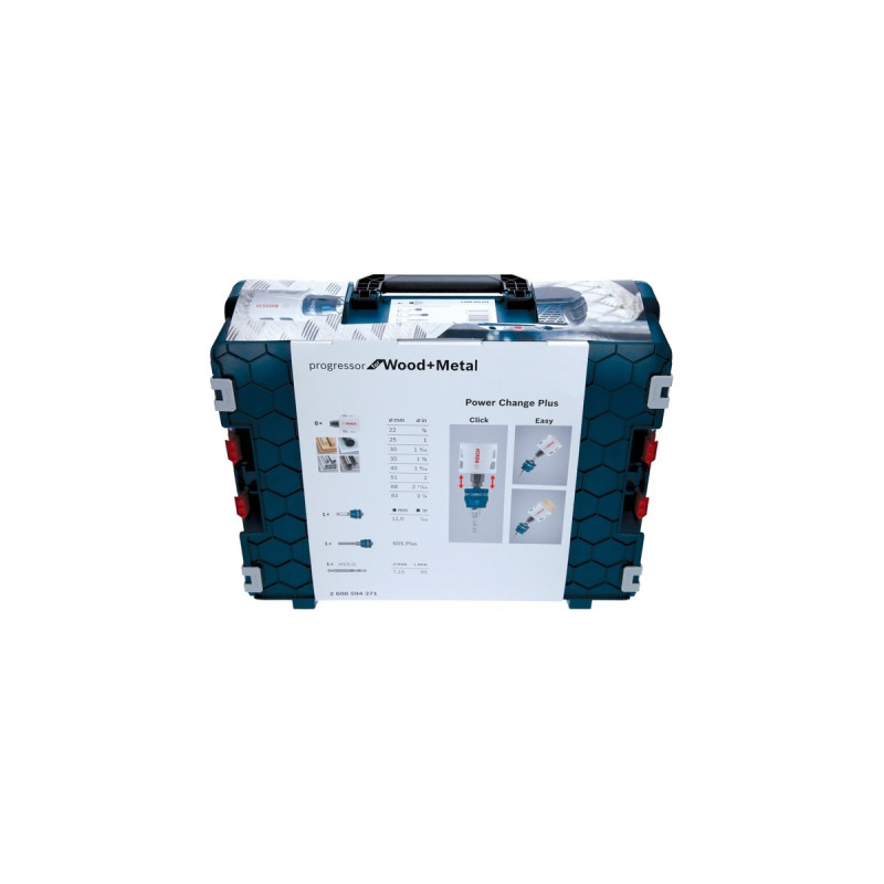 Bosch Lochsägen-Set Progressor for Wood & Metal, Ø 22-83mm, 11-teilig(mit Power Change Plus Adapter, L-BOXX)