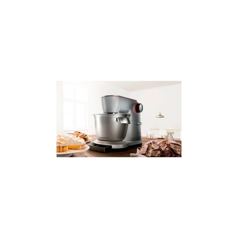 Bosch MUM9AX5S00 Küchenmaschine OptiMUM(silber, 1.500 Watt, Serie 8, integrierte Waage, Timer, Profi-Patisserie-Set)