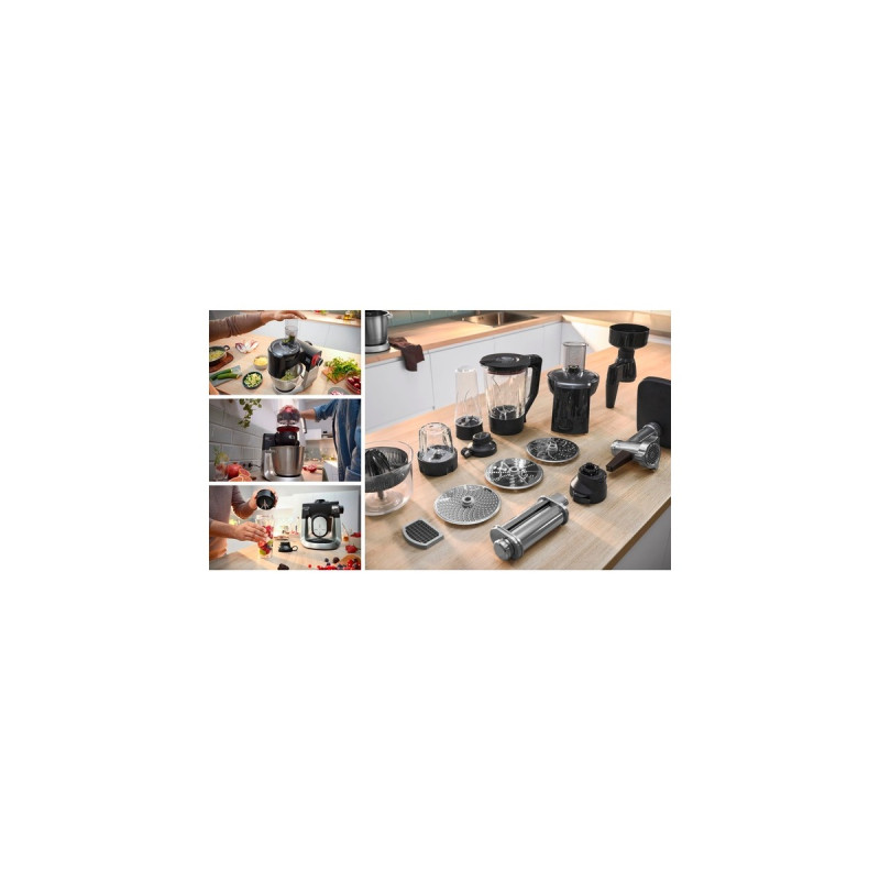Bosch MUMS6ZS13D Küchenmaschine(schwarz/edelstahl, 1.600 Watt, Serie 6, integrierte Waage, Timer)