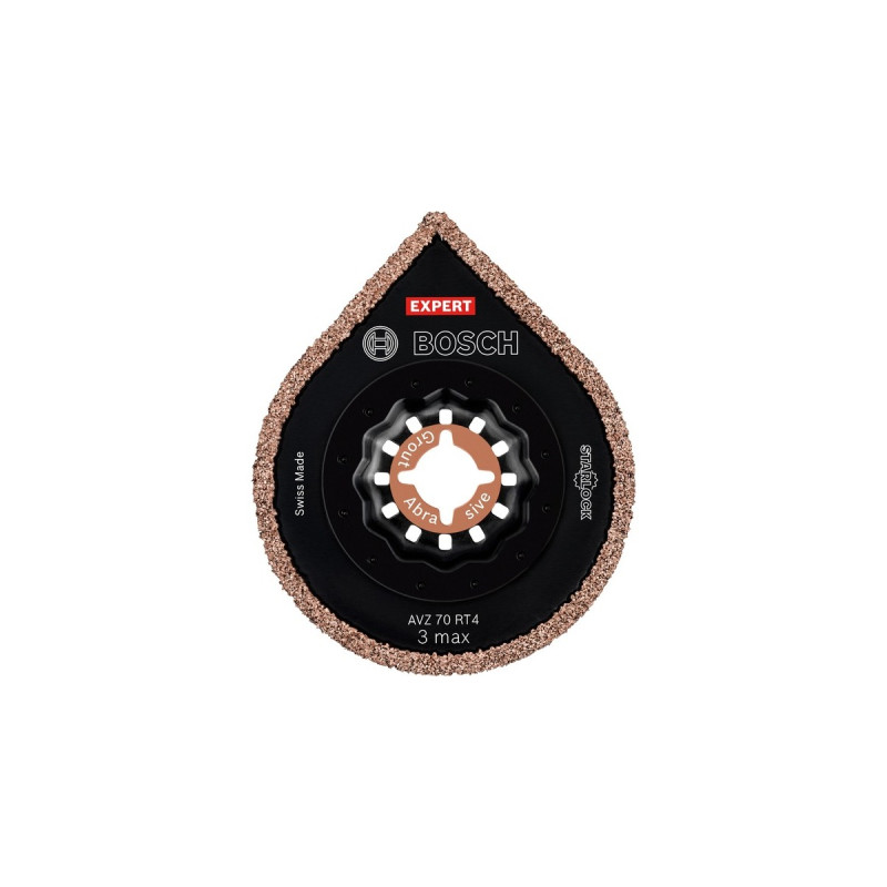 Bosch Mörtelentferner Expert AVZ 70 RT4 Grout + Abrasive, Ø 70mm, Sägeblatt(10 Stück, Carbide-RIFF, Schnittbreite 2,5mm)