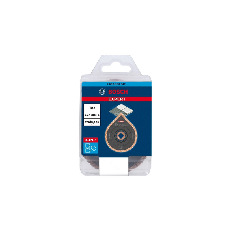 Bosch Mörtelentferner Expert AVZ 70 RT4 Grout + Abrasive, Ø 70mm, Sägeblatt(10 Stück, Carbide-RIFF, Schnittbreite 2,5mm)