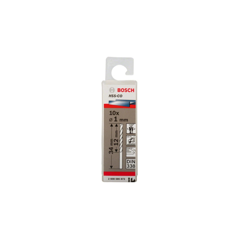 Bosch Metall-Spiralbohrer HSS-Co, Ø 1,0mm(10 Stück, Arbeitslänge 12mm)