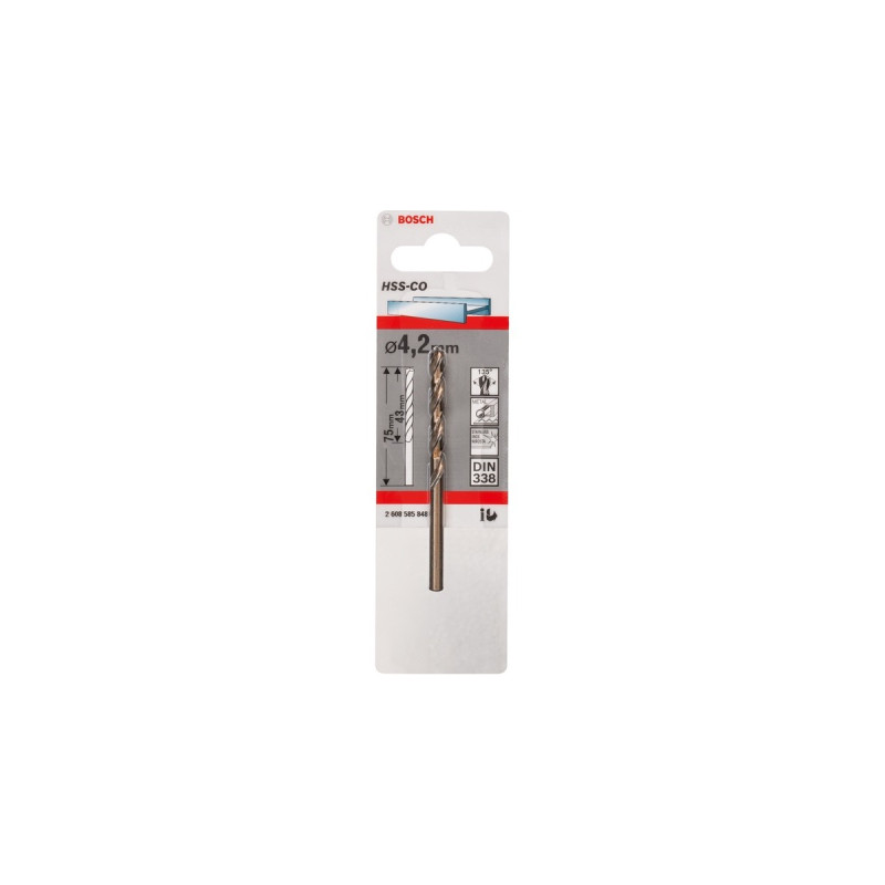Bosch Metall-Spiralbohrer HSS-Co, Ø 4,2mm(Arbeitslänge 43mm)