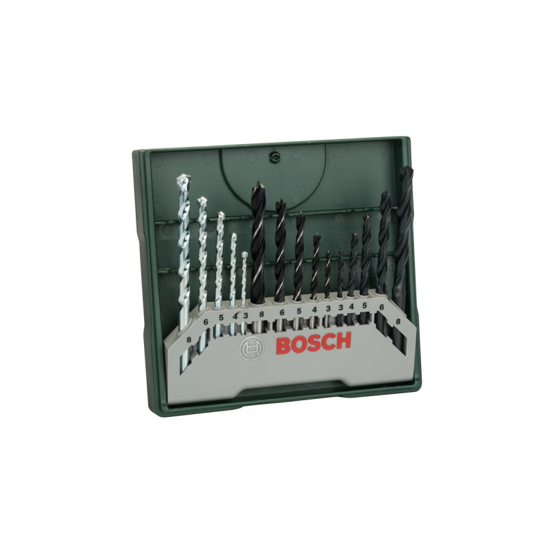Bosch Mini X-Line Mixed Set, 15-teilig, Bohrer-Satz(grün)