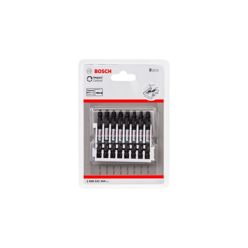 Bosch Pick and Click Impact Control Doppelklingenbit-Satz, 8-teilig(65mm, TORX, PH, PZ, Schlitz)