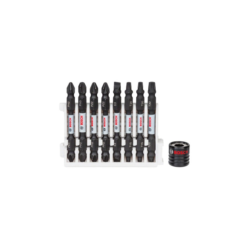 Bosch Pick and Click Impact Control Doppelklingenbit-Satz, 9-teilig(65mm, TORX, PH, PZ, Schlitz)