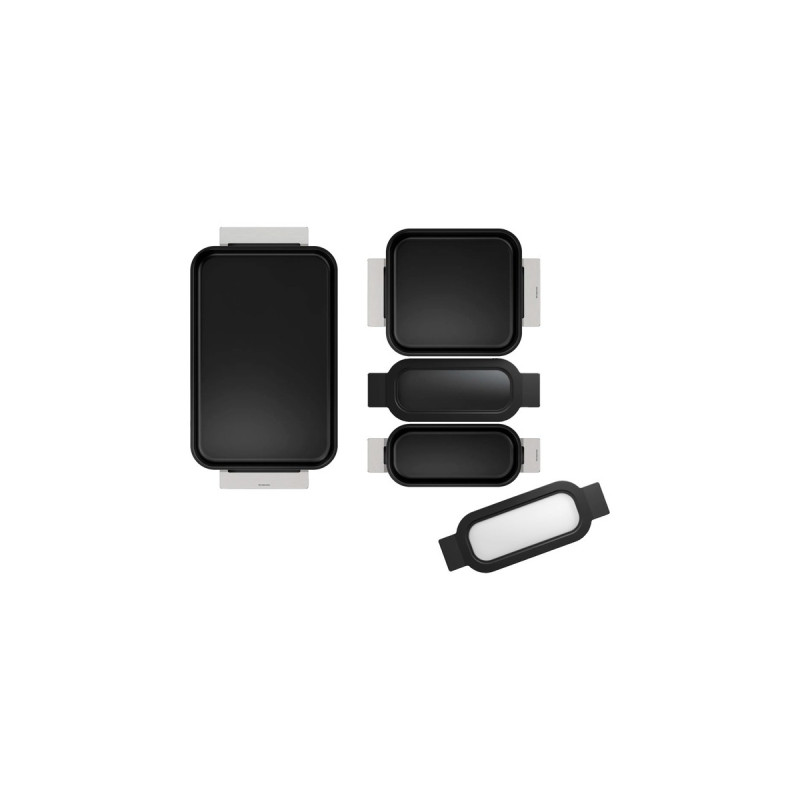 Bosch Pro Induction Flex Pfannen-Set HEZ9FF040, 4-teilig(edelstahl/schwarz, 1x groß, 1x medium, 2x klein mit Glasdeckel)