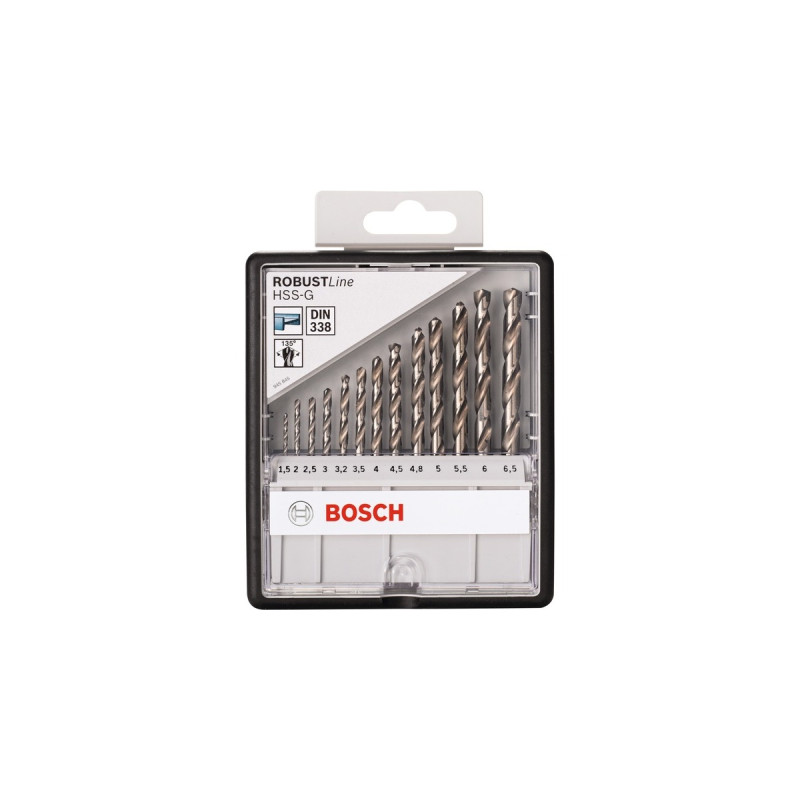 Bosch RobustLine HSS-G-Spiralbohrer-Satz, 135°, 13-teilig(in Kassette)