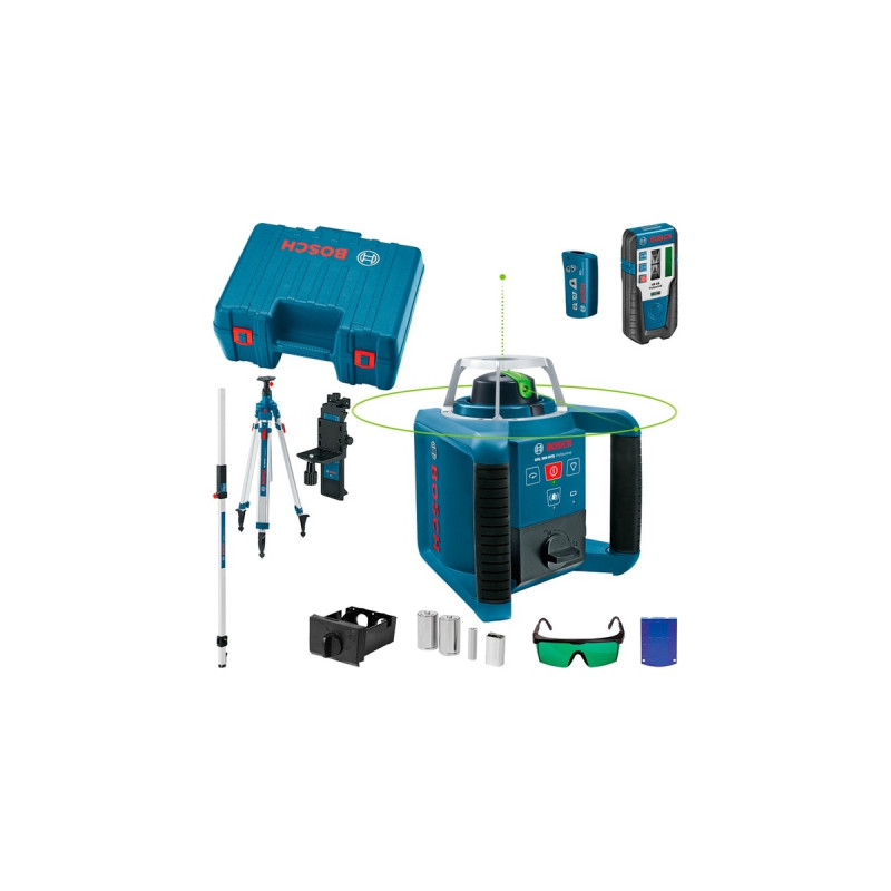 Bosch Rotationslaser GRL 300 HVG Professional, mit Baustativ(blau, Koffer, grüne Laserlinie)