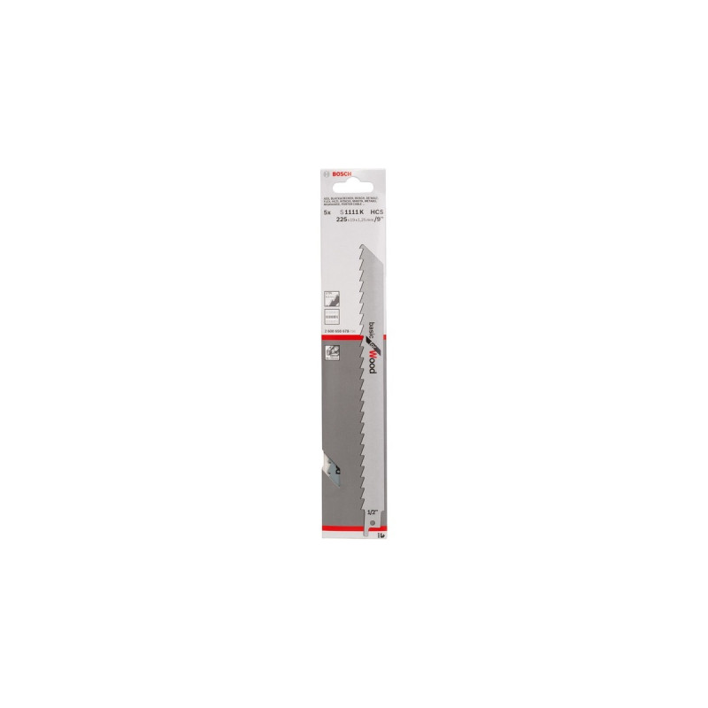 Bosch Säbelsägeblatt S 1111 K Basic for Wood, 5 Stück(Länge 225mm)