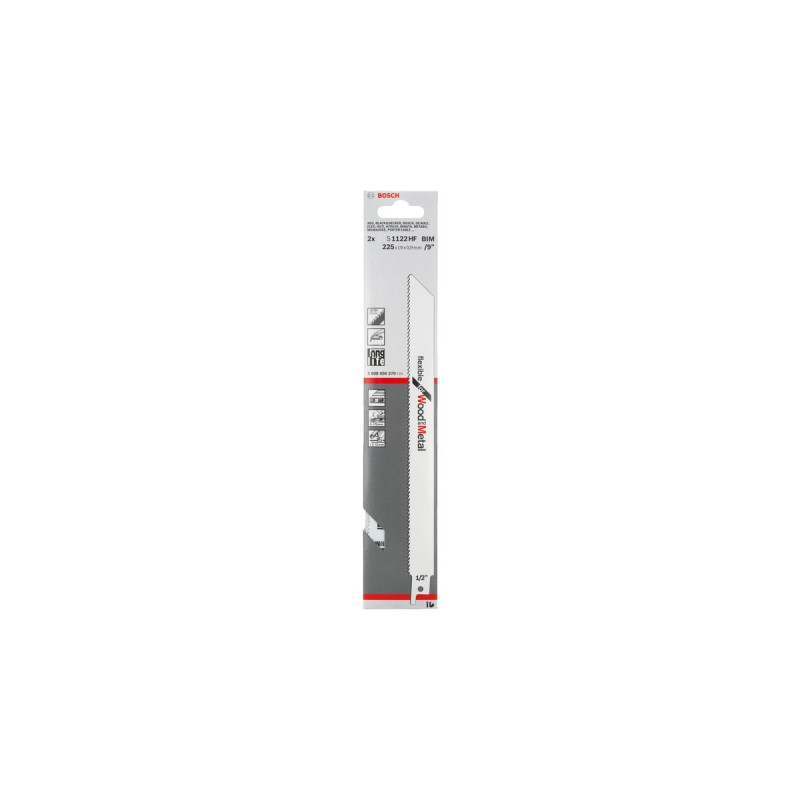 Bosch Säbelsägeblatt S 1122 HF Flexible for Wood and Metal, 2 Stück(Länge 225mm)